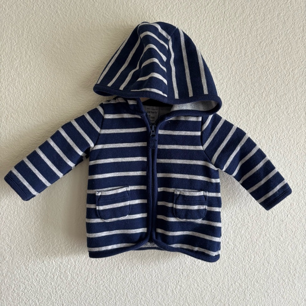 Carter's Baby Boys Striped Fleece Hoodie Sweatshirt 3M